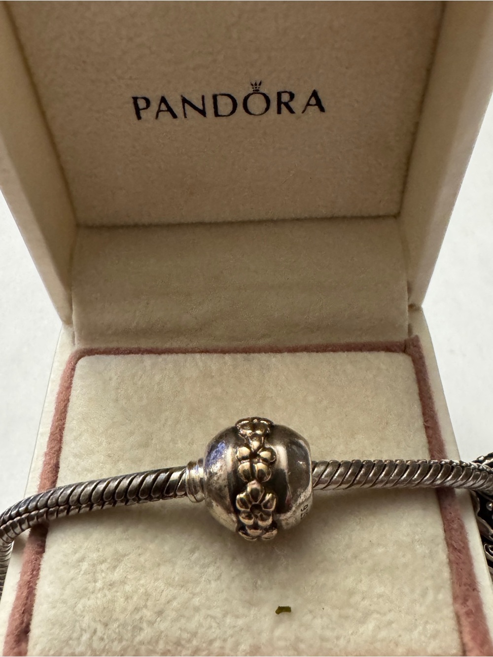 Pandora Two Toned Saturn Flower Charm